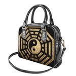 Gold Bagua Yin Yang Print Shoulder Handbag