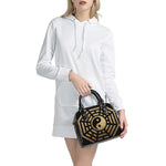 Gold Bagua Yin Yang Print Shoulder Handbag