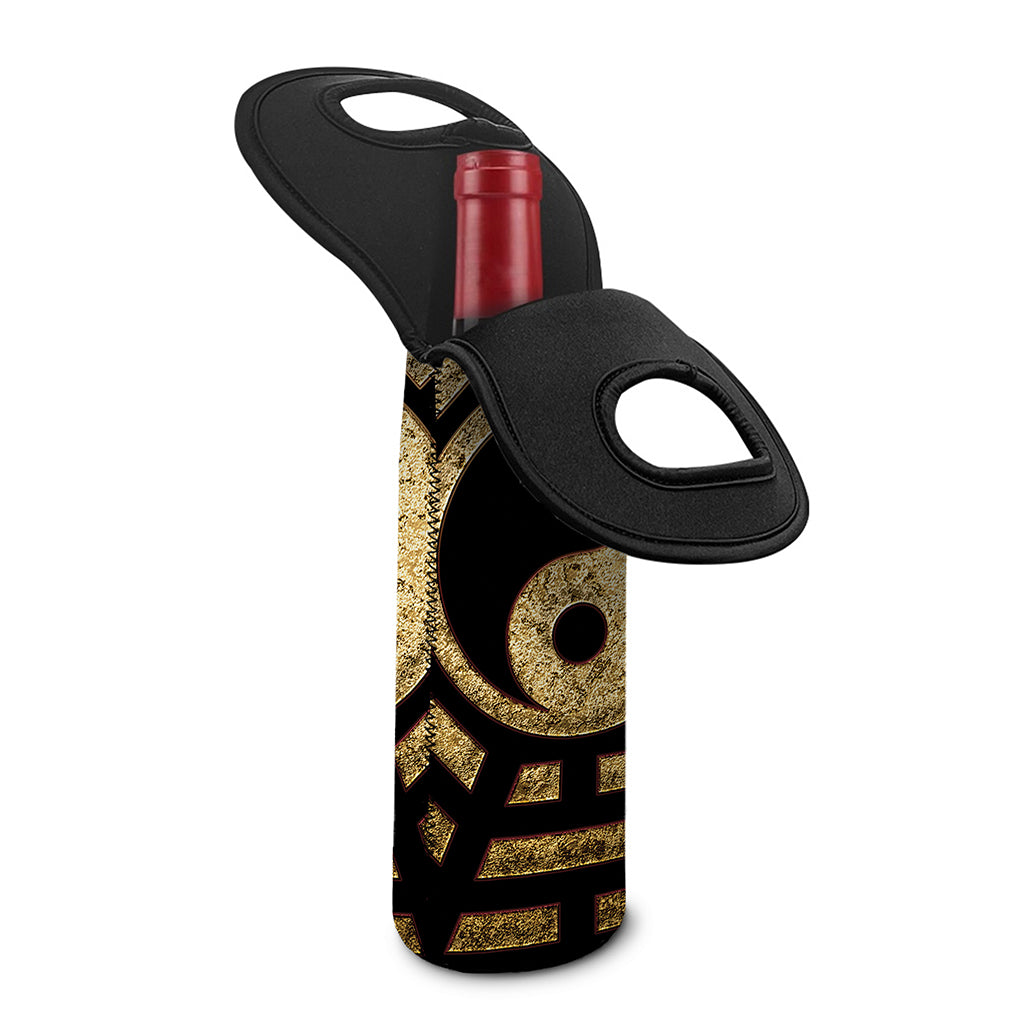 Gold Bagua Yin Yang Print Single Neoprene Wine Tote