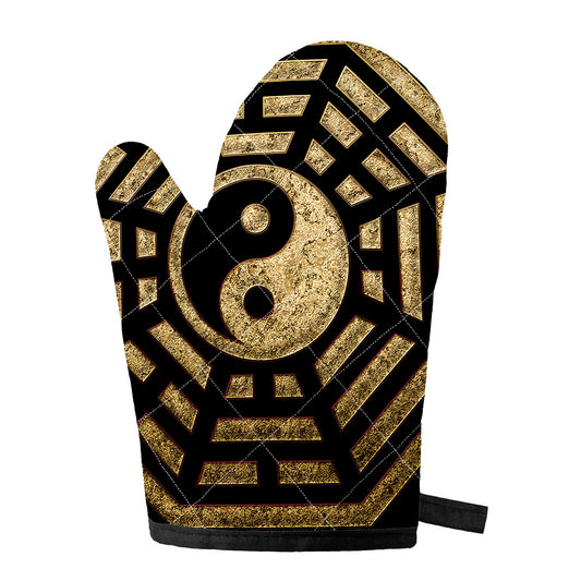 Gold Bagua Yin Yang Print Single Oven Mitt