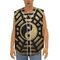 Gold Bagua Yin Yang Print Sleeveless Baseball Jersey