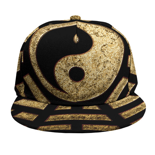 Gold Bagua Yin Yang Print Snapback Cap
