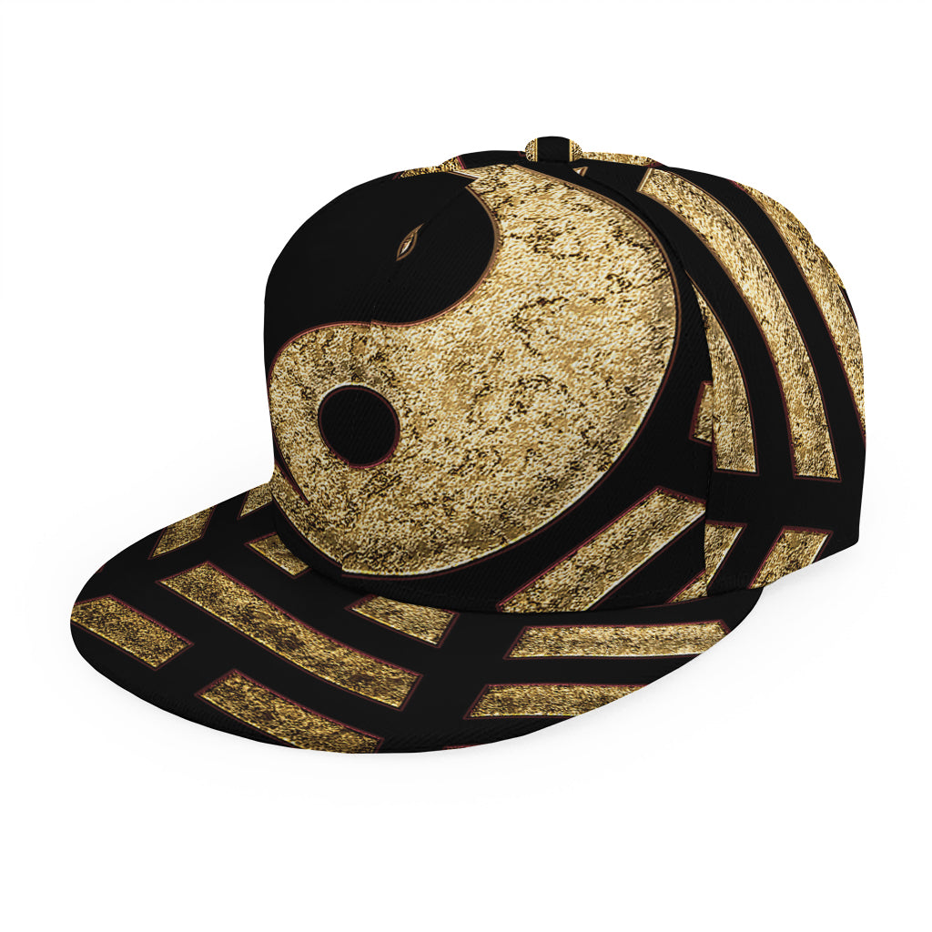 Gold Bagua Yin Yang Print Snapback Cap