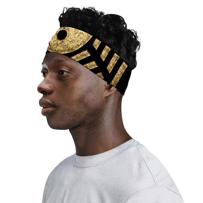 Gold Bagua Yin Yang Print Sports Headband