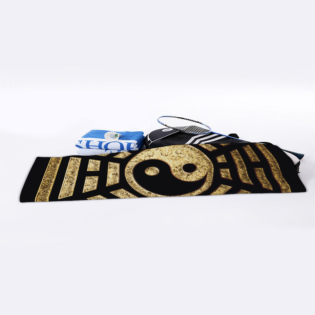 Gold Bagua Yin Yang Print Sports Towel