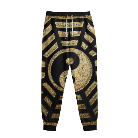 Gold Bagua Yin Yang Print Sweatpants