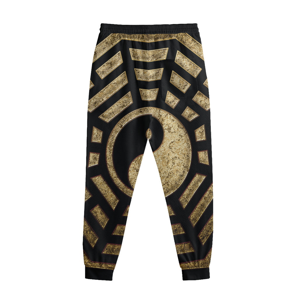 Gold Bagua Yin Yang Print Sweatpants