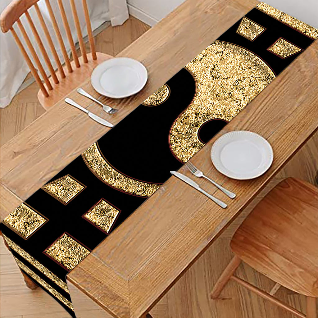Gold Bagua Yin Yang Print Table Runner