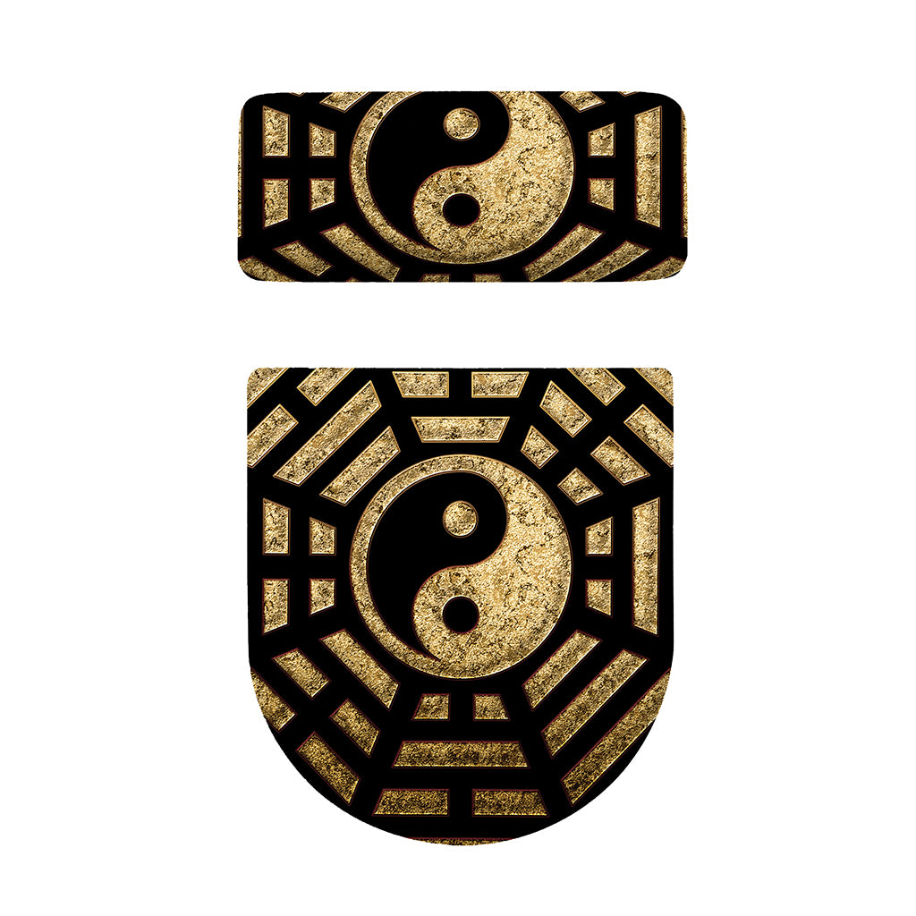 Gold Bagua Yin Yang Print Toilet Lid And Tank Cover Set