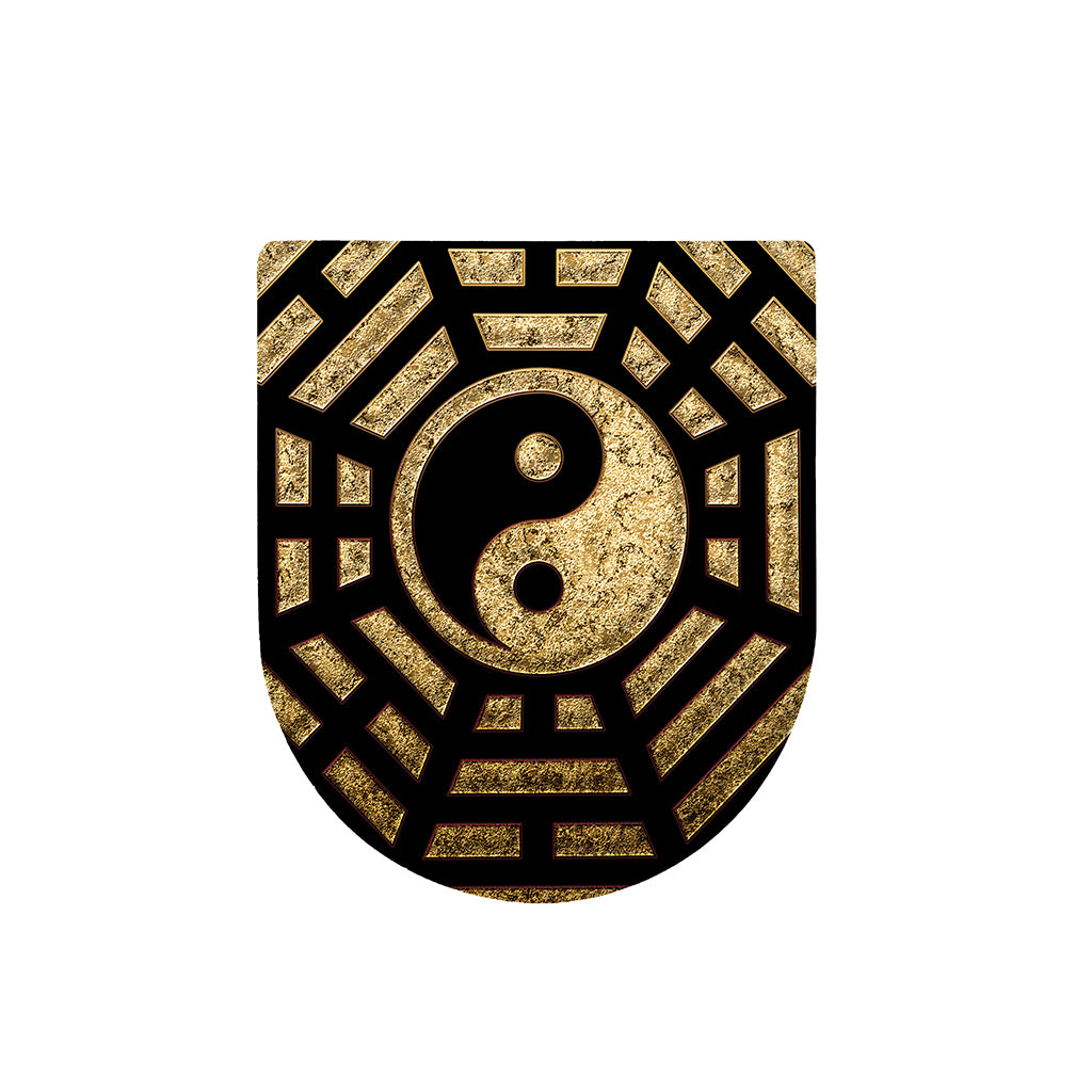 Gold Bagua Yin Yang Print Toilet Lid Cover