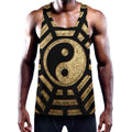 Gold Bagua Yin Yang Print Men's Workout Tank Top