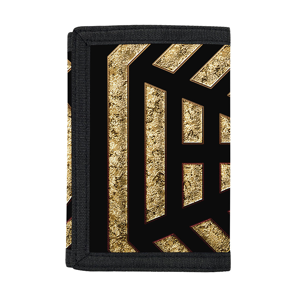 Gold Bagua Yin Yang Print Trifold Wallet