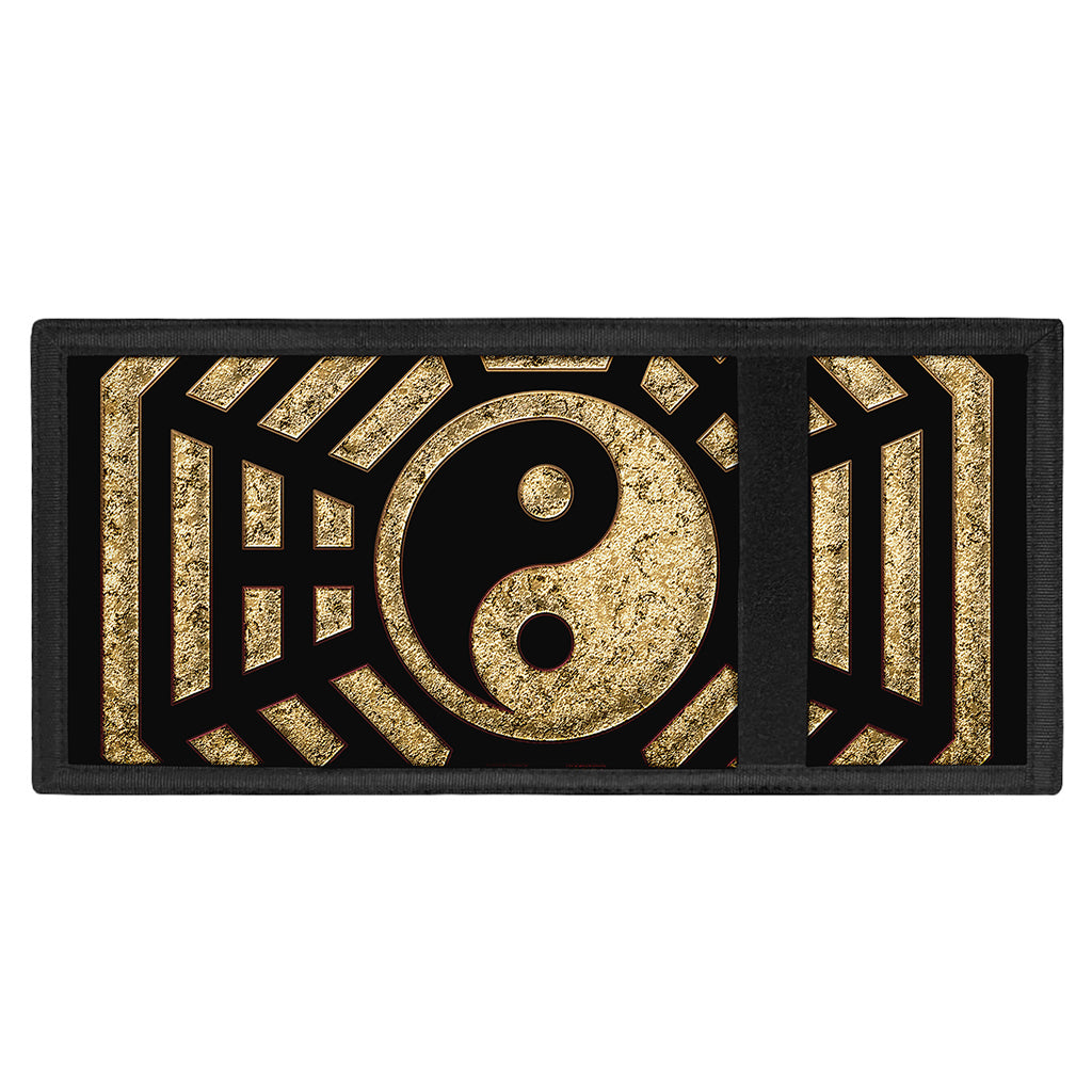 Gold Bagua Yin Yang Print Trifold Wallet