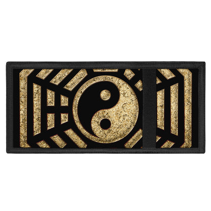 Gold Bagua Yin Yang Print Trifold Wallet