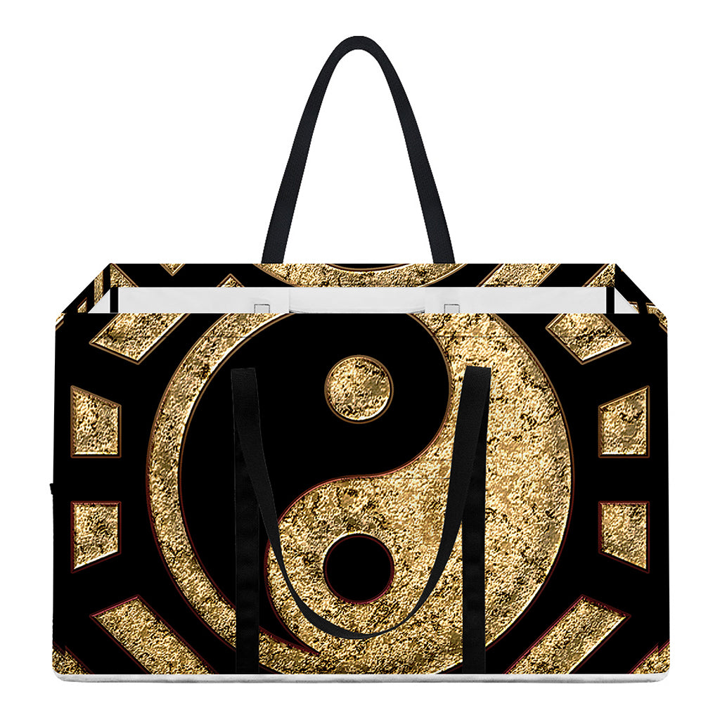 Gold Bagua Yin Yang Print Utility Tote Bag