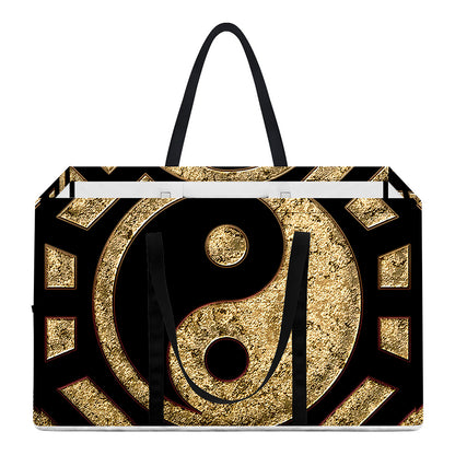 Gold Bagua Yin Yang Print Utility Tote Bag