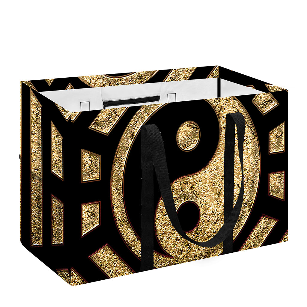 Gold Bagua Yin Yang Print Utility Tote Bag