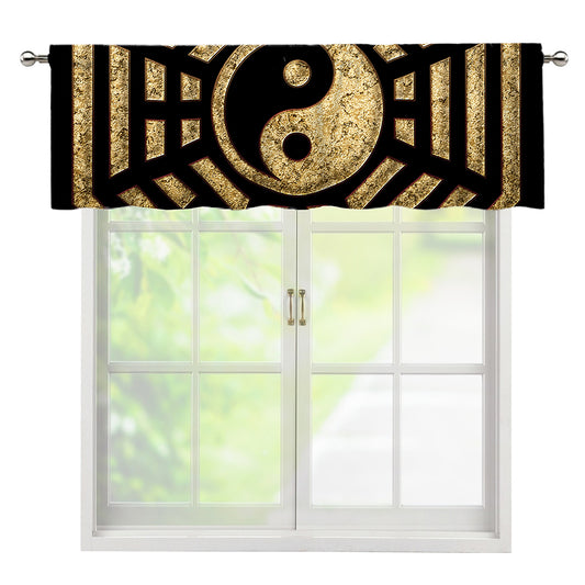 Gold Bagua Yin Yang Print Window Valance