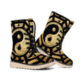 Gold Bagua Yin Yang Print Winter Boots