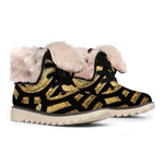 Gold Bagua Yin Yang Print Winter Boots