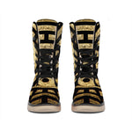 Gold Bagua Yin Yang Print Winter Boots