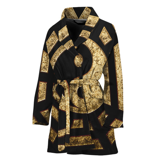 Gold Bagua Yin Yang Print Women's Bathrobe
