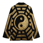 Gold Bagua Yin Yang Print Women's Blazer