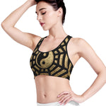 Gold Bagua Yin Yang Print Women's Sports Bra
