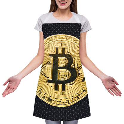 Gold Bitcoin Symbol Print Adjustable Apron