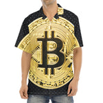 Gold Bitcoin Symbol Print Aloha Shirt