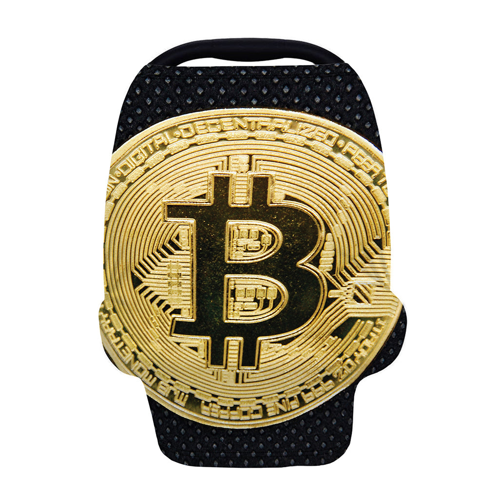 Gold Bitcoin Symbol Print Baby Seat Cover