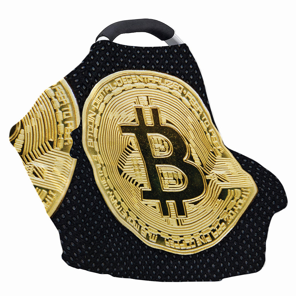 Gold Bitcoin Symbol Print Baby Seat Cover