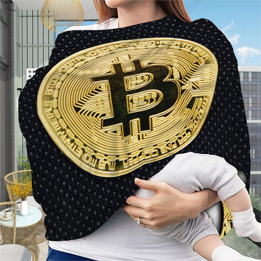 Gold Bitcoin Symbol Print Baby Seat Cover