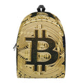 Gold Bitcoin Symbol Print School Backpack