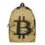 Gold Bitcoin Symbol Print Backpack