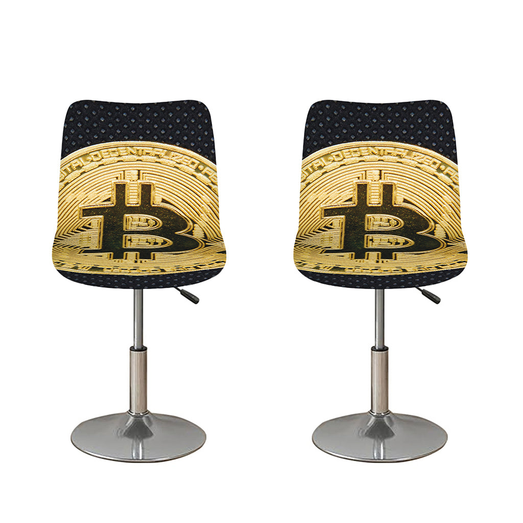 Gold Bitcoin Symbol Print Bar Stool Covers