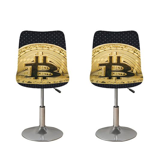Gold Bitcoin Symbol Print Bar Stool Covers