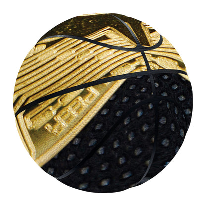 Gold Bitcoin Symbol Print Basketball