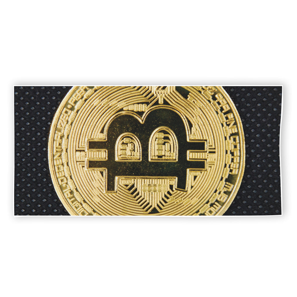 Gold Bitcoin Symbol Print Beach Towel