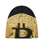 Gold Bitcoin Symbol Print Beanie