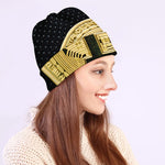 Gold Bitcoin Symbol Print Beanie