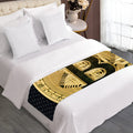 Gold Bitcoin Symbol Print Bed Runner