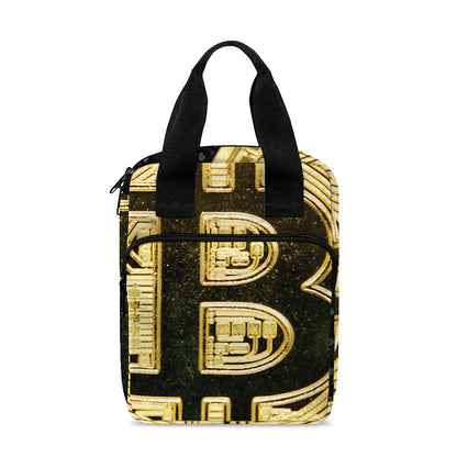 Gold Bitcoin Symbol Print Bible Tote Bag