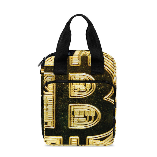 Gold Bitcoin Symbol Print Bible Tote Bag