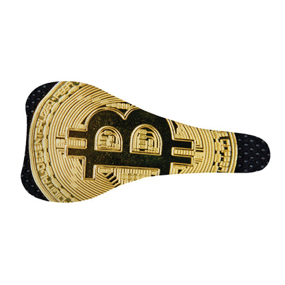 Gold Bitcoin Symbol Print Bicycle Seat Cover
