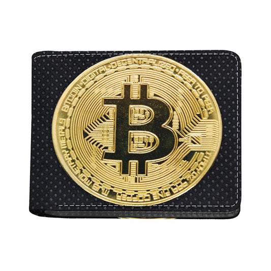 Gold Bitcoin Symbol Print Bifold Wallet