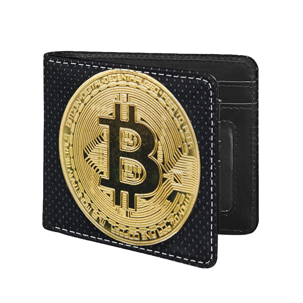Gold Bitcoin Symbol Print Bifold Wallet