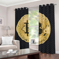 Gold Bitcoin Symbol Print Dimout Grommet Curtains