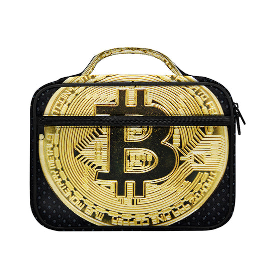 Gold Bitcoin Symbol Print Briefcase Bible Bag