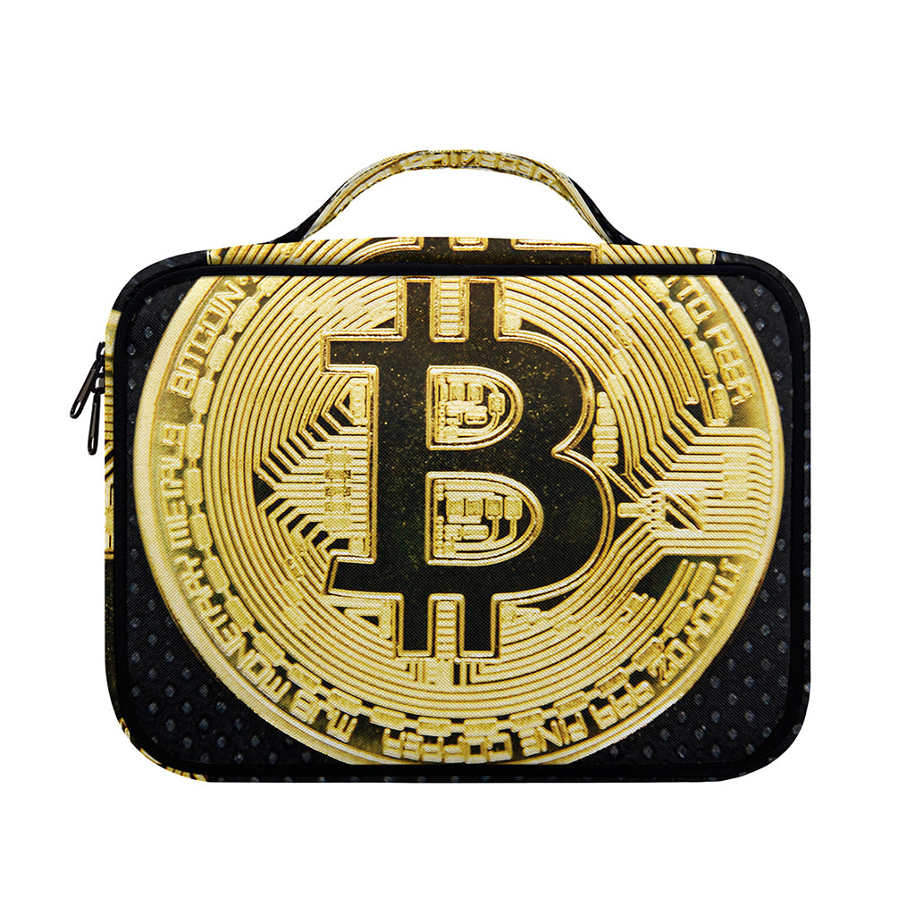 Gold Bitcoin Symbol Print Briefcase Bible Bag